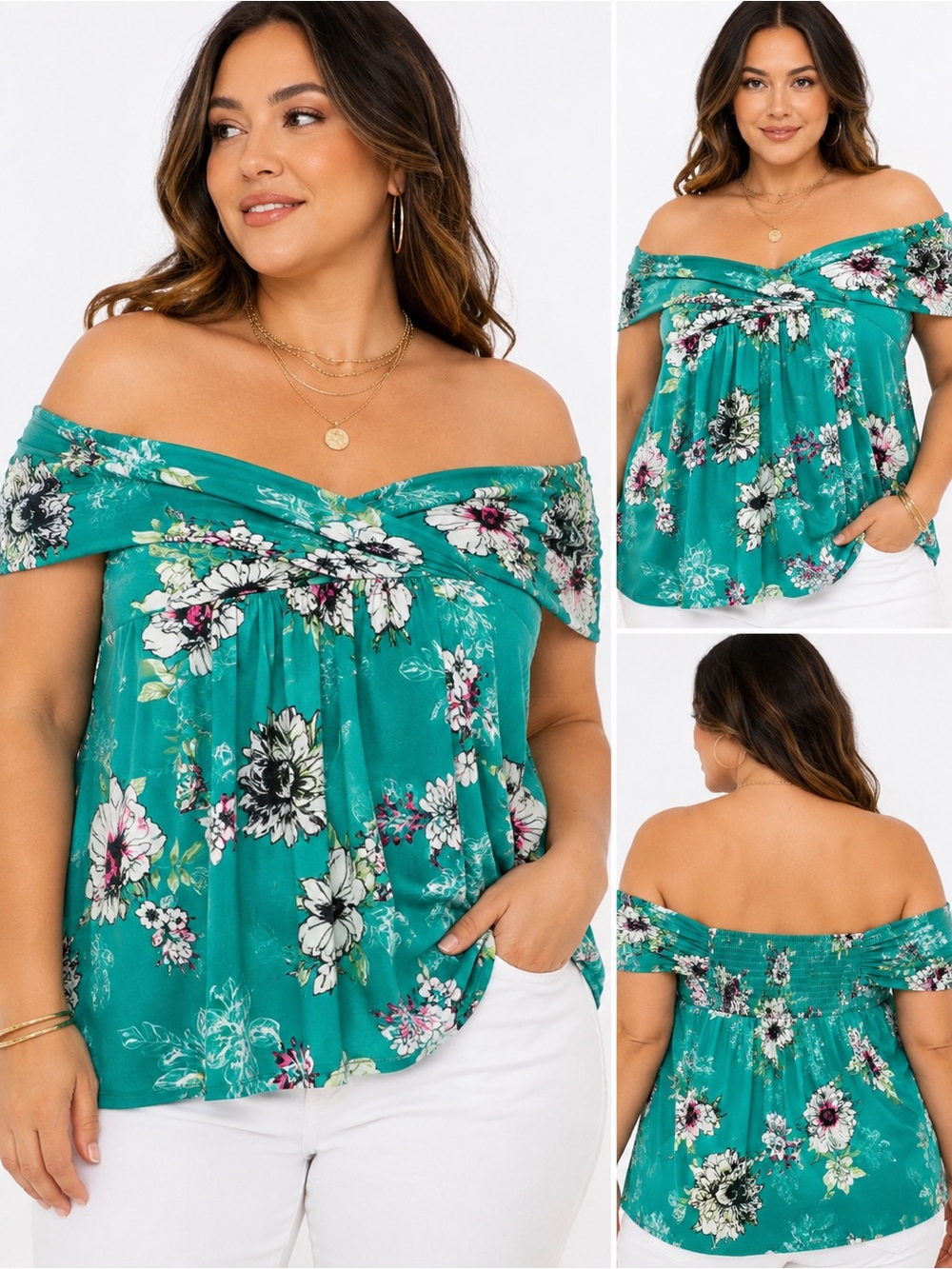 Torrid Floral Babydoll Strapless Top Size 1 Turquoise Boho Tropical Top Sz 1X